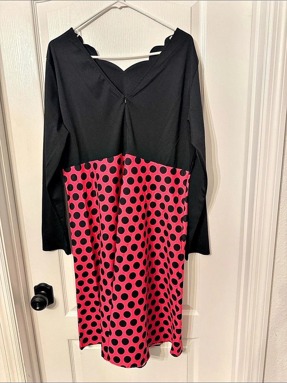 Black & Pink Polka Dot Midi Dress Like New
